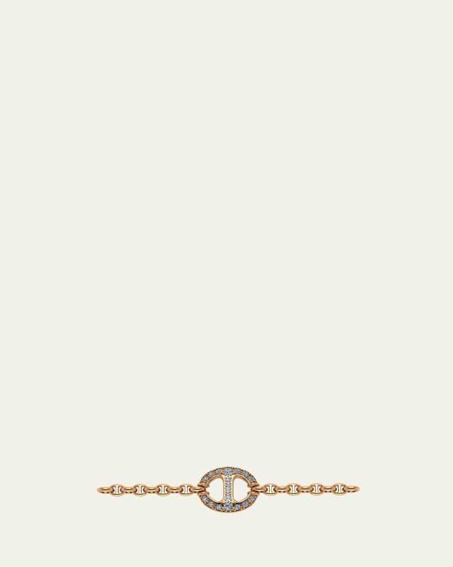 18k Rose Gold Chain Bracelet with White Diamond Station